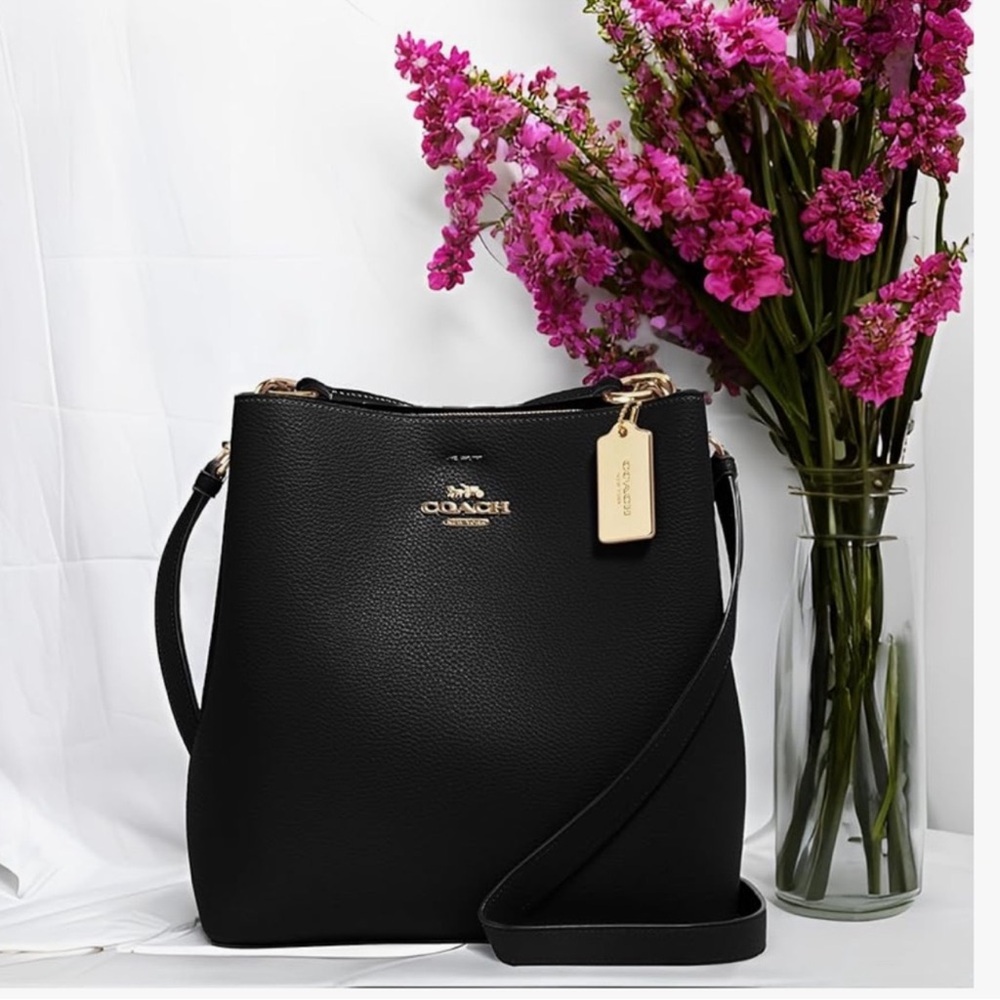 Coach Black Pebbled Leather Shoulder Bag
